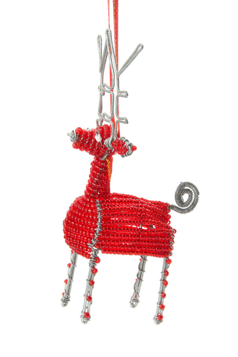 Red Beaded Wire Holiday Reindeer Ornament - Culture Kraze Marketplace.com