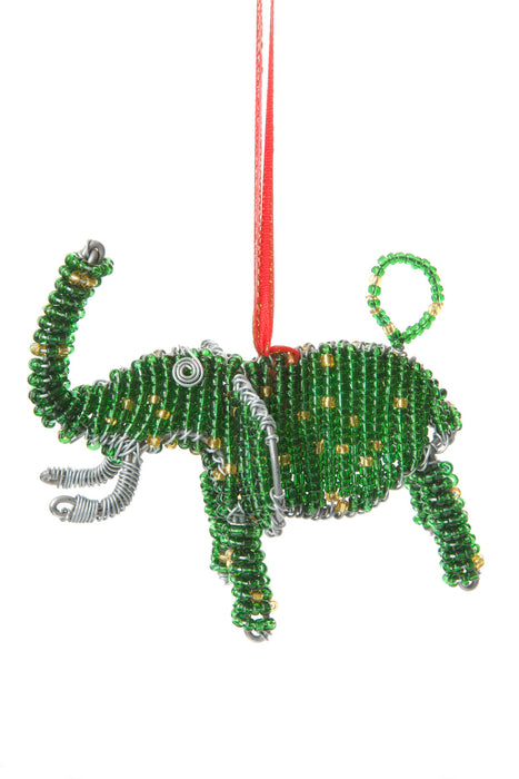Green Beaded Wire Holiday Elephant Ornament - Culture Kraze Marketplace.com