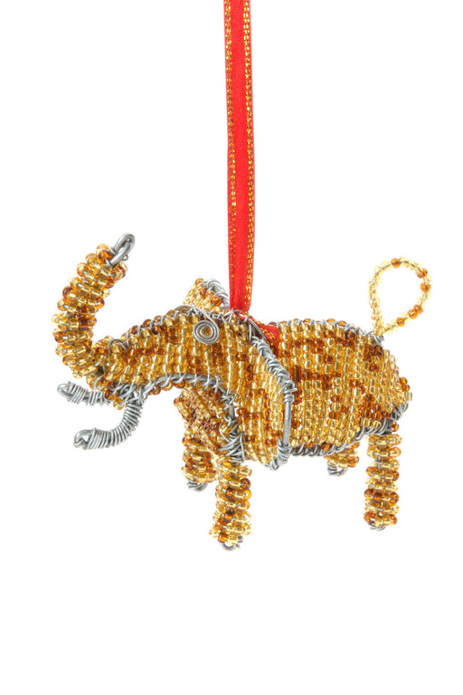 Gold Beaded Wire Holiday Elephant Ornament - Culture Kraze Marketplace.com