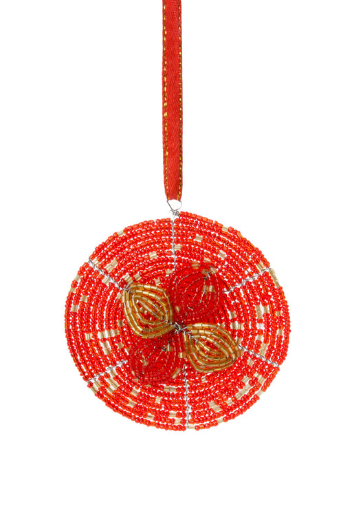 Red Beaded Wire Flower Christmas Ornament - Culture Kraze Marketplace.com