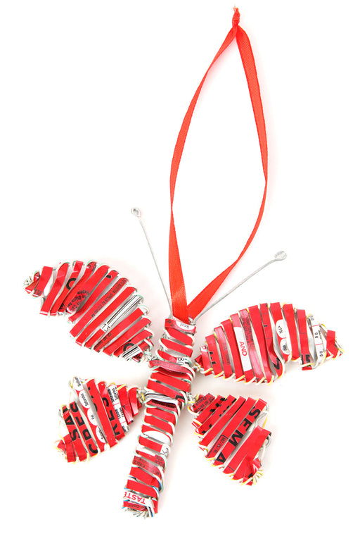 Red Recycled Aluminum Can Butterfly Ornament - Culture Kraze Marketplace.com