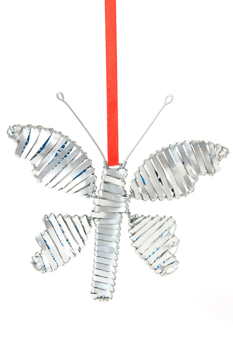 Silver Recycled Aluminum Can Butterfly Ornament - Culture Kraze Marketplace.com