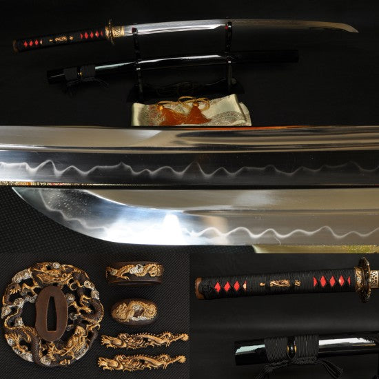 Japanese Samurai Dragon Sword KATANA Unokubi-Zukuri Full Tang Clay tempered Blade - Culture Kraze Marketplace.com