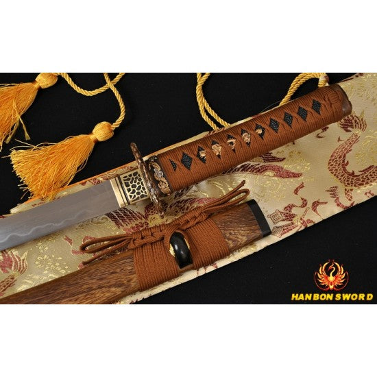 Fully Hand Forged Damascus Steel Clay Tempered Blade Dragon Koshirae Japanese Samurai Sword Wakizashi - Culture Kraze Marketplace.com