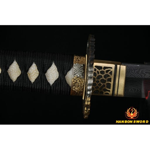 Fully Hand Forged Damascus Steel Clay Tempered Full Tang Blade Japanese Samurai Sword - Culture Kraze Marketplace.com