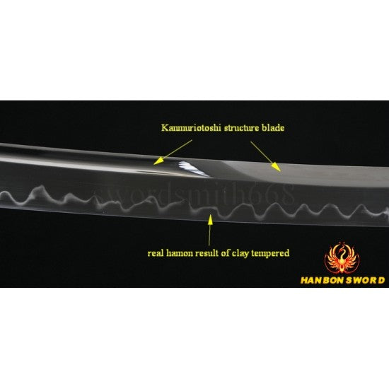 Japanese Samurai Sword Wakizashi Unokubi-Zukuri Full Tang Clay tempered Blade - Culture Kraze Marketplace.com