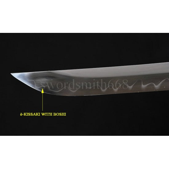 Japanese Samurai Sword KATANA Unokubi-Zukuri Full Tang Clay tempered Blade Rayskin Sheath - Culture Kraze Marketplace.com