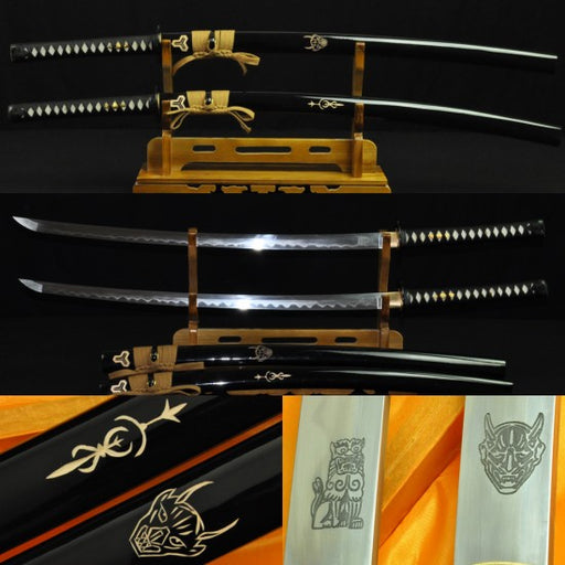 Kill Bill Sword Set (BILL+BRIDE SWORDS) Damascus steel clay tempered blade - Culture Kraze Marketplace.com