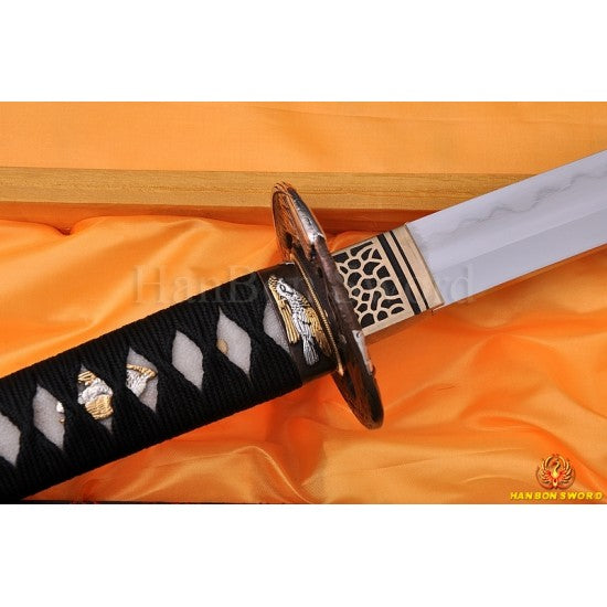 Fully Hand Forged Damascus Steel Clay Tempered Blade Hawk Koshirae KATANA Japanese Samurai Sword - Culture Kraze Marketplace.com