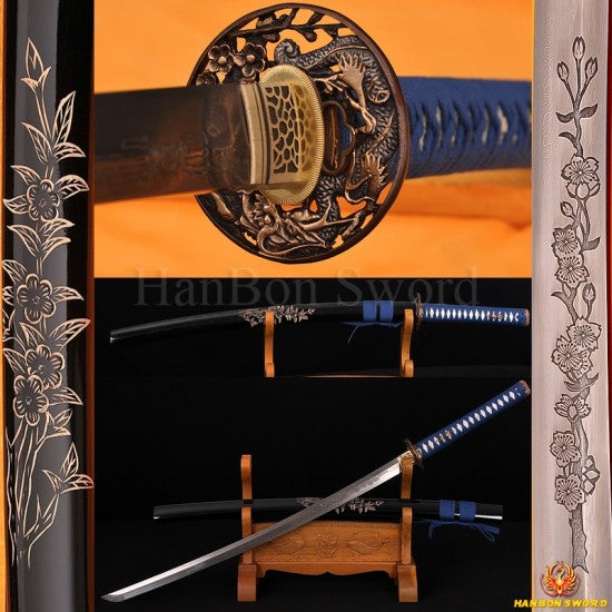Japanese Dragon/Sakura KATANA Sword Hand Forged Damascus steel full tang blade - Culture Kraze Marketplace.com