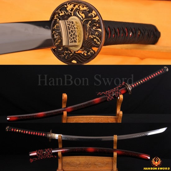 1.26"Sori Full Tang Clay Tempered Wave Koshirae Handmade Japanese Samurai Sword - Culture Kraze Marketplace.com