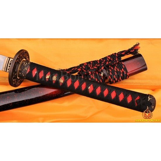 1.26"Sori Full Tang Clay Tempered Wave Koshirae Handmade Japanese Samurai Sword - Culture Kraze Marketplace.com