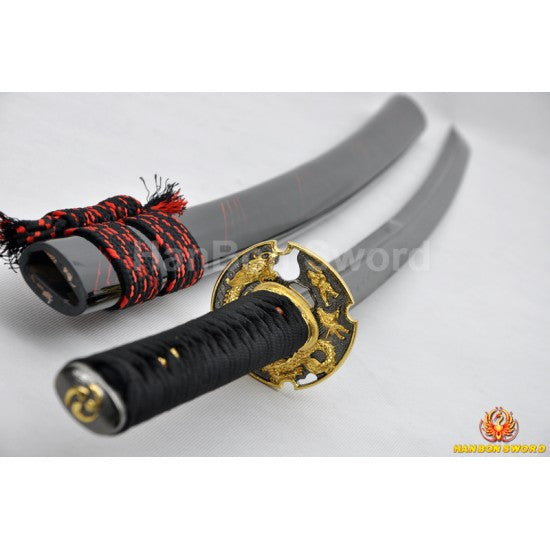 Fully Hand Forged Damascus Black Steel Clay Tempered Blade Dragon Koshirae KATANA Japanese Samurai Sword - Culture Kraze Marketplace.com