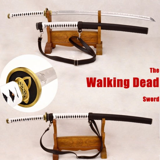 The Walking Dead Sword KATANA Samurai Japanese Michonne's Zombie Killer KOBUSE Blade Real Hamon Full Tang Steel - Culture Kraze Marketplace.com