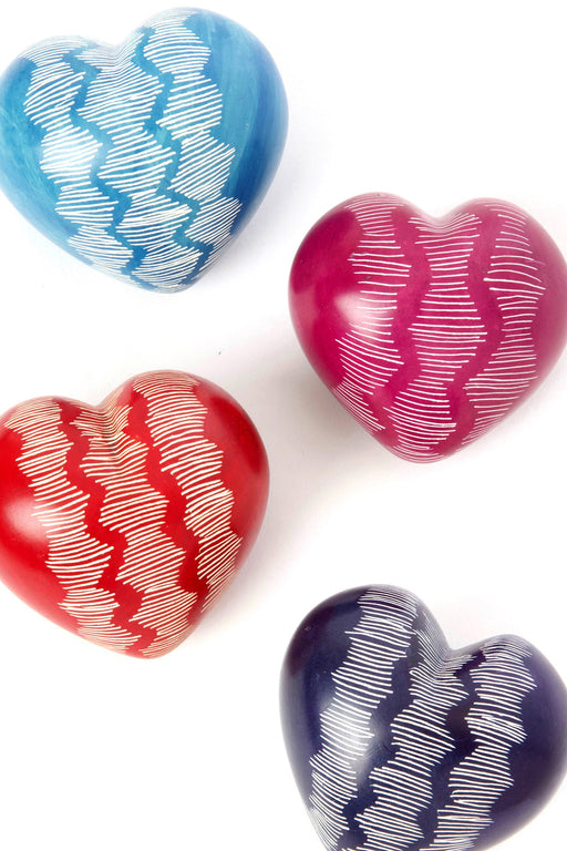 Set of Four Heartbeat Soapstone Keepsake Hearts - Culture Kraze Marketplace.com