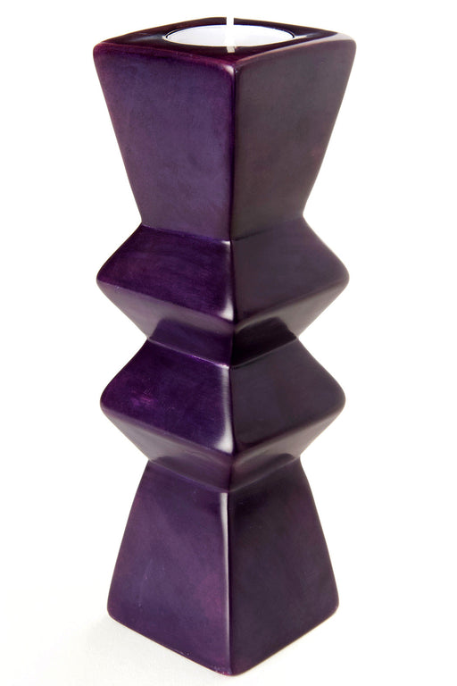 Purple Pleated Soapstone Candle Holder - Culture Kraze Marketplace.com