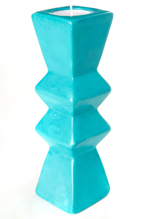 Aqua Blue Pleated Soapstone Candle Holder - Culture Kraze Marketplace.com