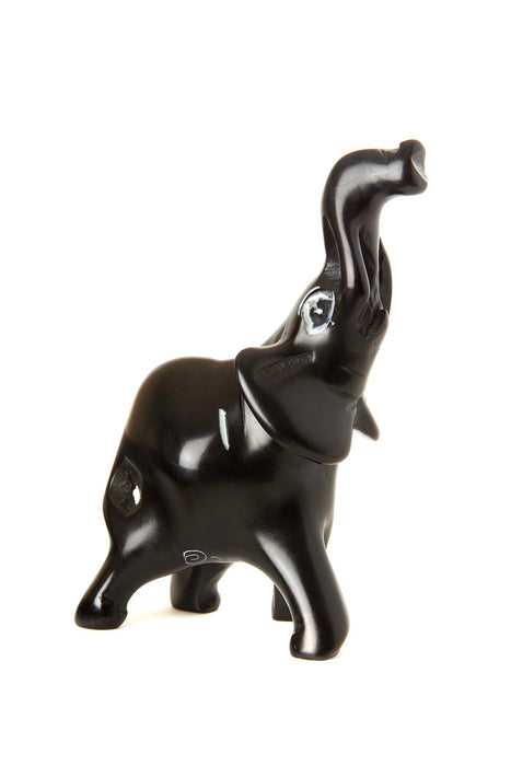 Small Black Soapstone Trumpeting Elephant - Culture Kraze Marketplace.com