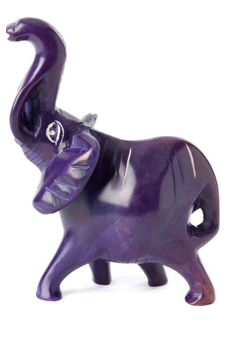 Large Purple Soapstone Trumpeting Elephant - Culture Kraze Marketplace.com