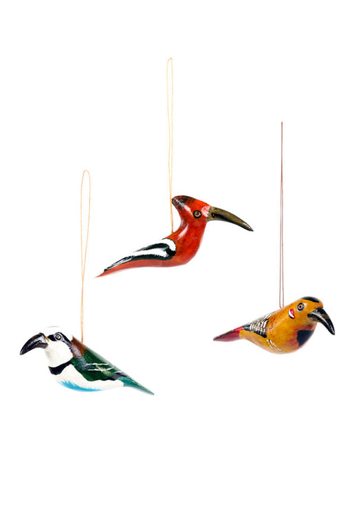 Set of Three Kenyan Wooden Bird Holiday Ornaments - Culture Kraze Marketplace.com