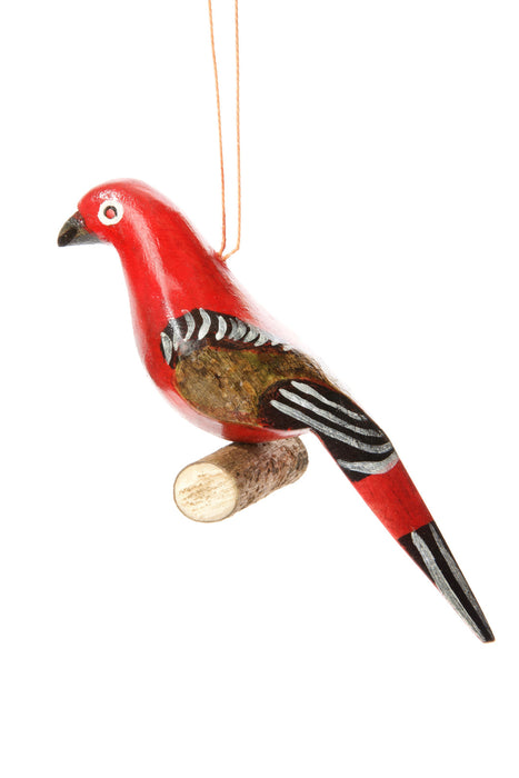 Set of Four Wooden Bird on Perch Ornaments - Culture Kraze Marketplace.com