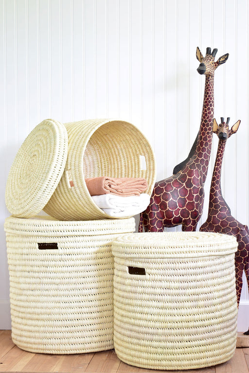 Set of Three All Natural Tree Doum Palm Hamper Baskets - Culture Kraze Marketplace.com