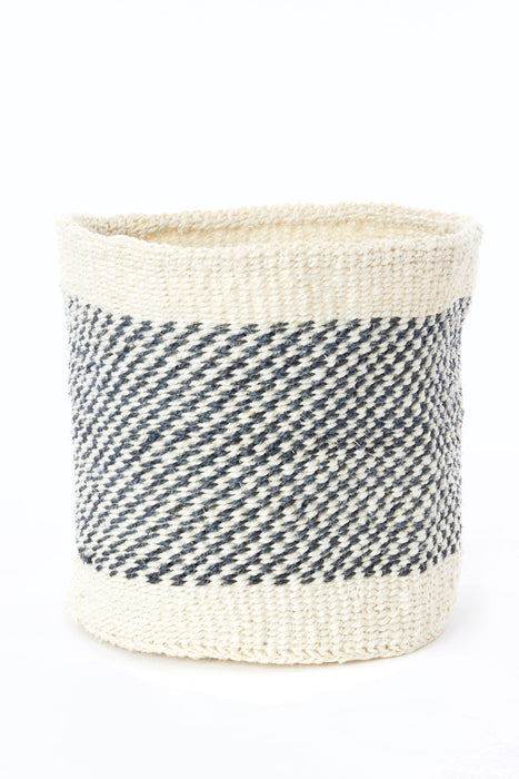 Set of Two Charcoal and Cream Twill Sisal Nesting Baskets - Culture Kraze Marketplace.com