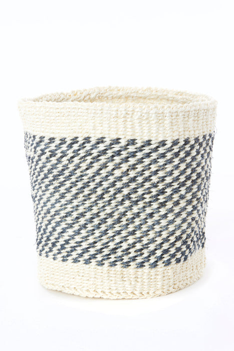 Set of Two Charcoal and Cream Twill Sisal Nesting Baskets - Culture Kraze Marketplace.com