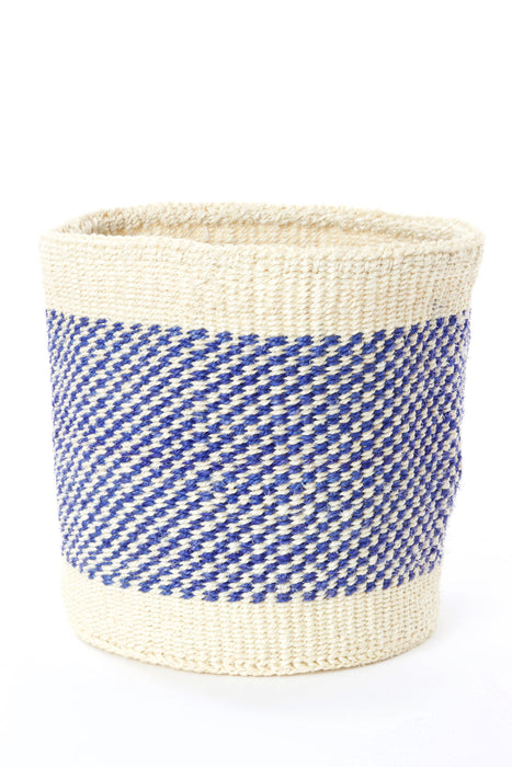 Set of Two Blue and Cream Twill Sisal Nesting Baskets - Culture Kraze Marketplace.com