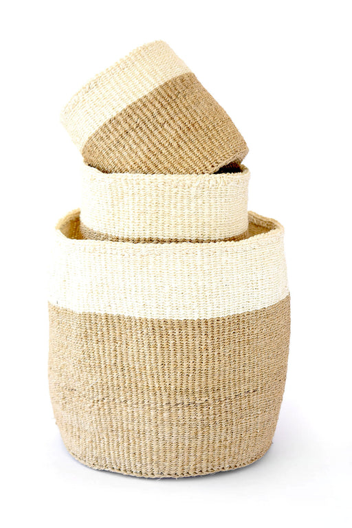 Set of Three Beige and Cream Sisal Nesting Baskets - Culture Kraze Marketplace.com