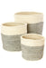Set of Three Gray and Cream Twill Sisal Nesting Baskets - Culture Kraze Marketplace.com