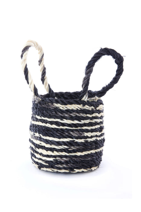 Set of Three Small Black & Natural Sisal Rope Escarpment Baskets - Culture Kraze Marketplace.com