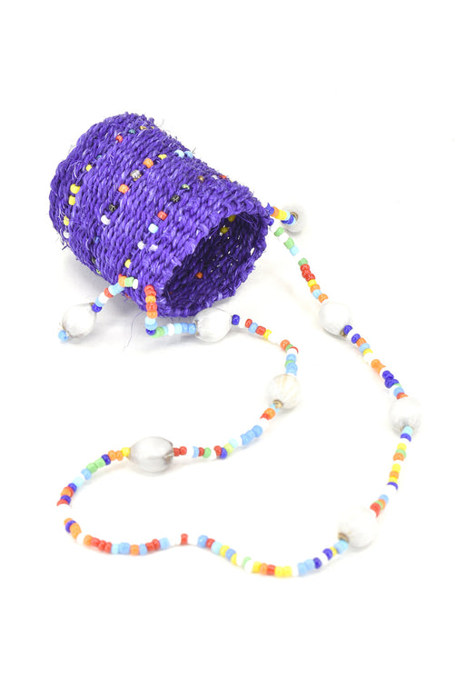 Set of Four Beaded Purple Sisal Mini Basket Ornaments - Culture Kraze Marketplace.com
