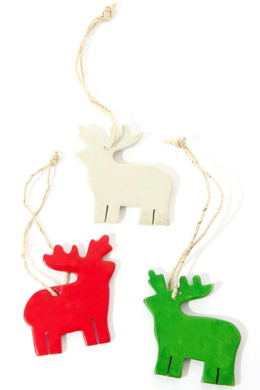 Set of Three Soapstone Reindeer Ornaments from the Undugu Society - Culture Kraze Marketplace.com