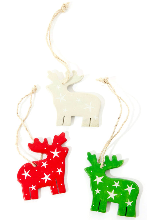 Set of Three Etched Soapstone Reindeer Ornaments from the Undugu Society - Culture Kraze Marketplace.com