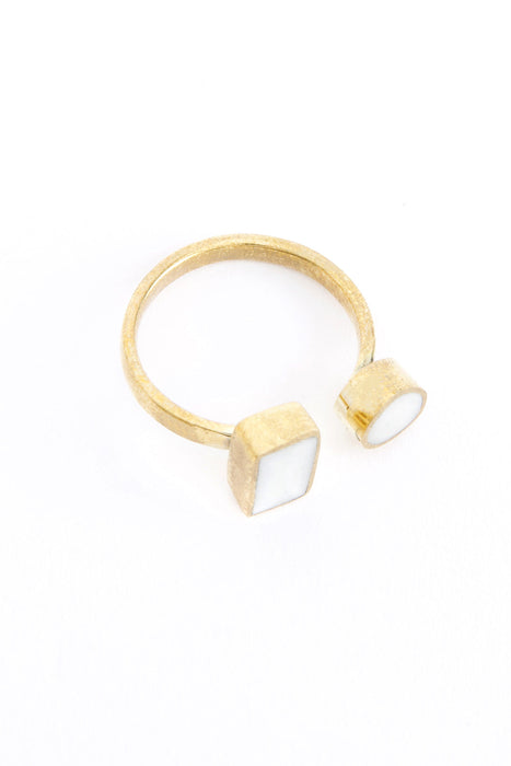 Kenyan Coexistence Ring in Brass and Light Cow Horn - Culture Kraze Marketplace.com