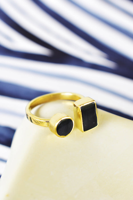 Kenyan Coexistence Ring in Brass and Dark Cow Horn - Culture Kraze Marketplace.com