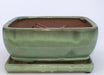 Melon Green Ceramic Bonsai Pot - Rectangle Professional Series with Attached Humidity/Drip tray  8.5" x 6.5" x 3.5" - Culture Kraze Marketplace.com