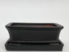 Black Ceramic Bonsai Pot - Rectangle With Humidity Drip Tray 8.5" x 6.5" x 3" - Culture Kraze Marketplace.com
