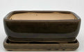 Crackle Bronze Ceramic Bonsai Pot - Rectangle With Humidity Drip Tray 8.75" x 6.75" x 3" - Culture Kraze Marketplace.com
