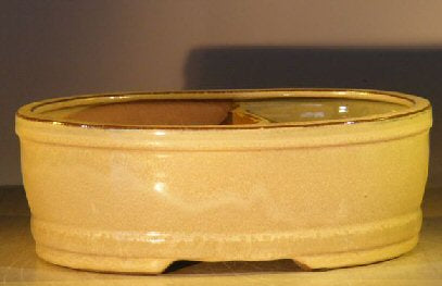 Beige Ceramic Bonsai Pot Land/Water Divider   10" x 8" x 3.75" - Culture Kraze Marketplace.com