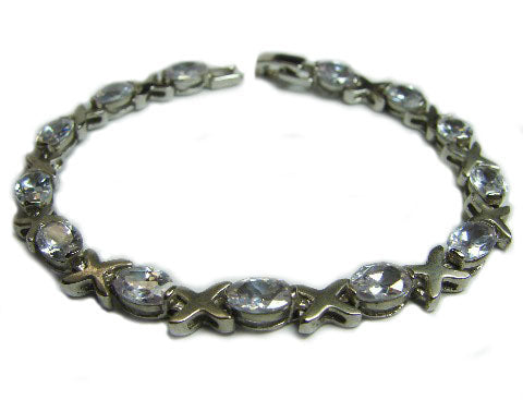 Sterling Bracelet w/ Clear Oval Crystals - Culture Kraze Marketplace.com