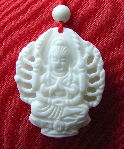 White Coral Gemstone Kwan Yin Necklace - Culture Kraze Marketplace.com