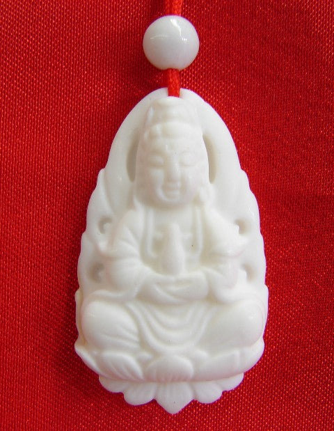 White Coral Kwan Yin Necklace - Culture Kraze Marketplace.com