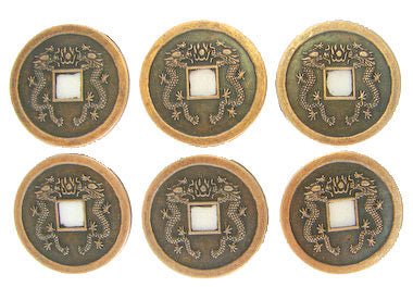 6 of Double Dragon Coins-1 inch I Ching Coins - Culture Kraze Marketplace.com