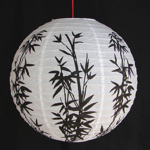 2 of Chinese White Paper Lanterns with Bamboo Pictures-14 inch - Culture Kraze Marketplace.com