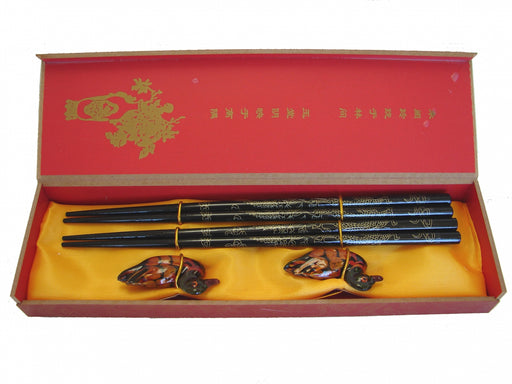 Set of Black Wooden Chopsticks with Dragon Pictures - Culture Kraze Marketplace.com