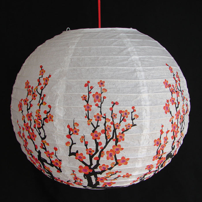 2 of Chinese White Paper Lanterns with Plum Pictures-14 inch - Culture Kraze Marketplace.com