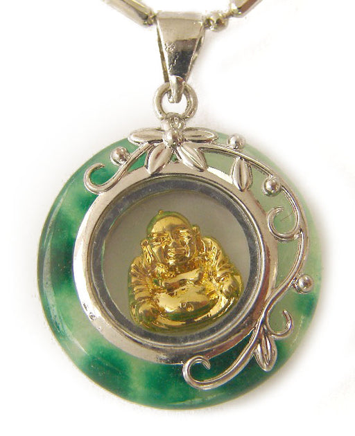 Jade Pendant with Golden Buddha Inside Necklace - Culture Kraze Marketplace.com