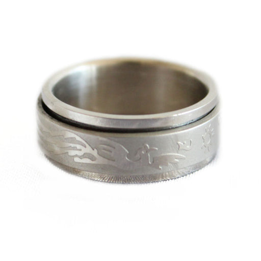 Silver Spinner Ring with Dragon Phoenix Image-size 6 - Culture Kraze Marketplace.com